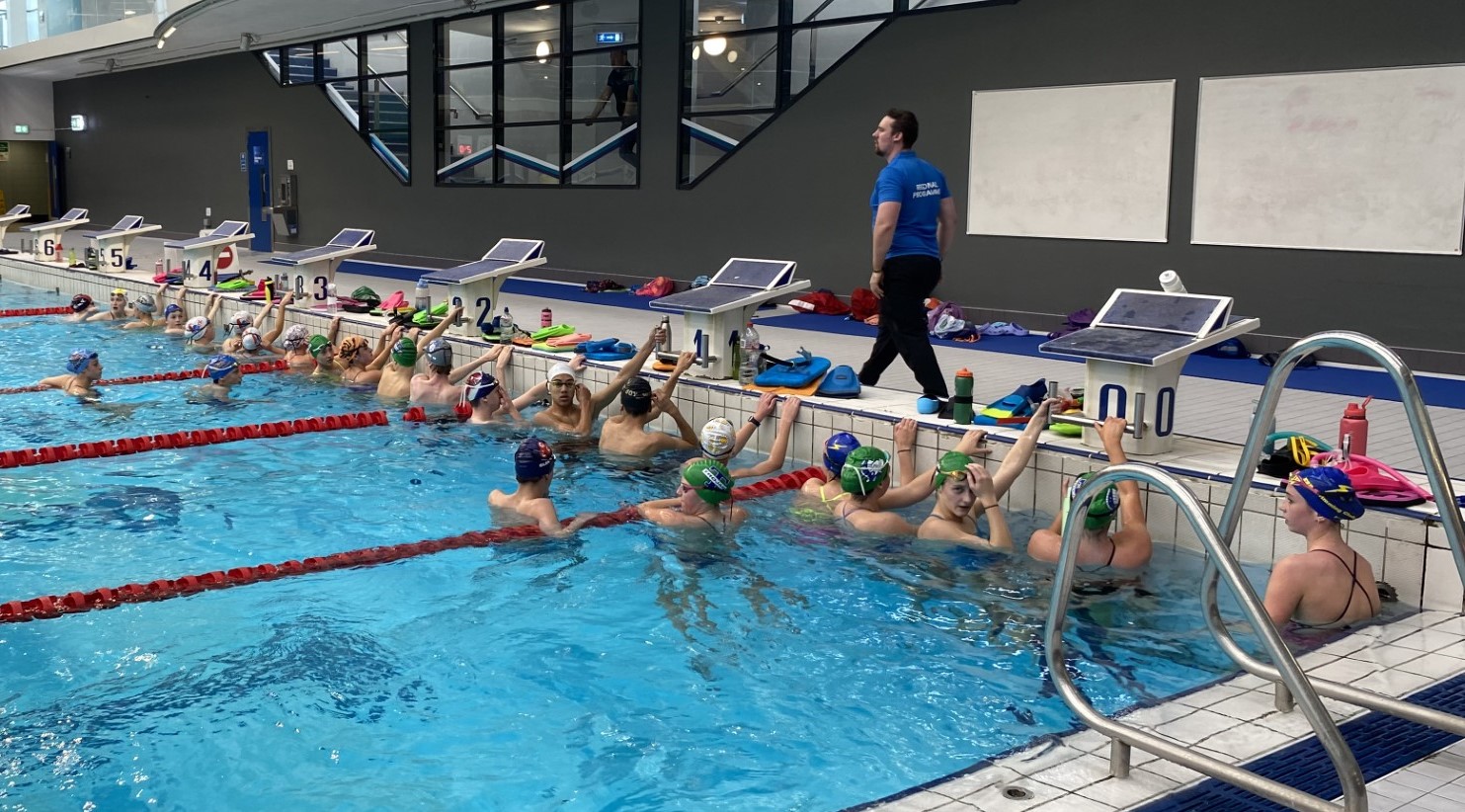 Group shot of swimmers in a pool